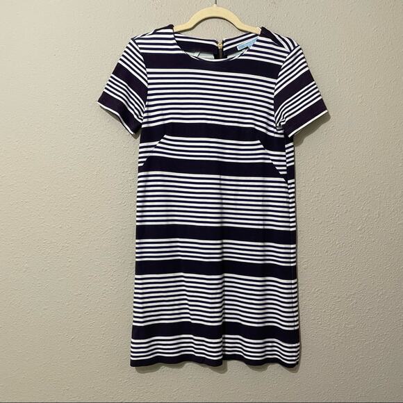 Draper James Navy Blue & White Striped Short Sleeve Shift Dress Womens XS Preppy - Picture 1 of 8